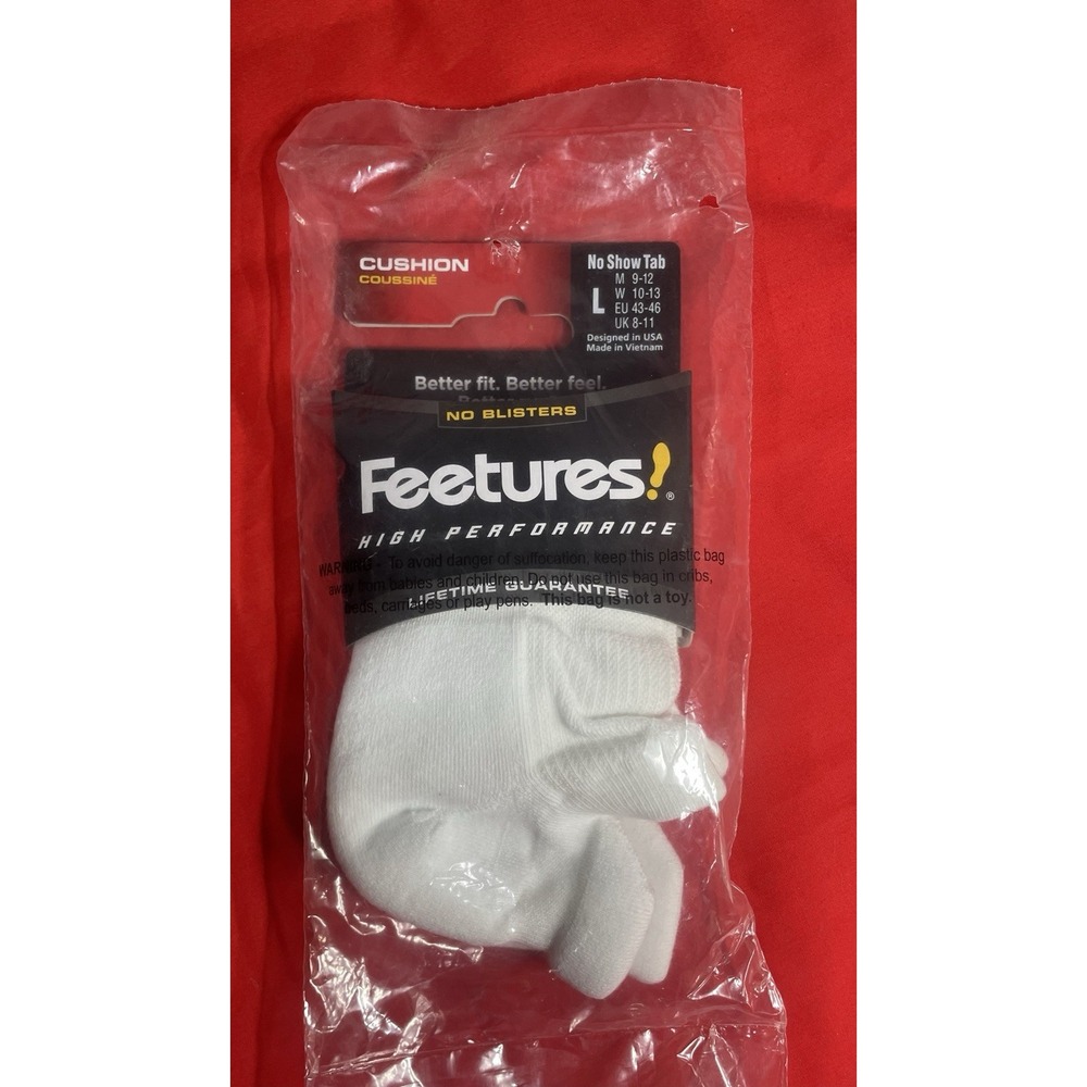 Feetures High Performance Socks Cushion No Show Tab Large 1 Pair -New